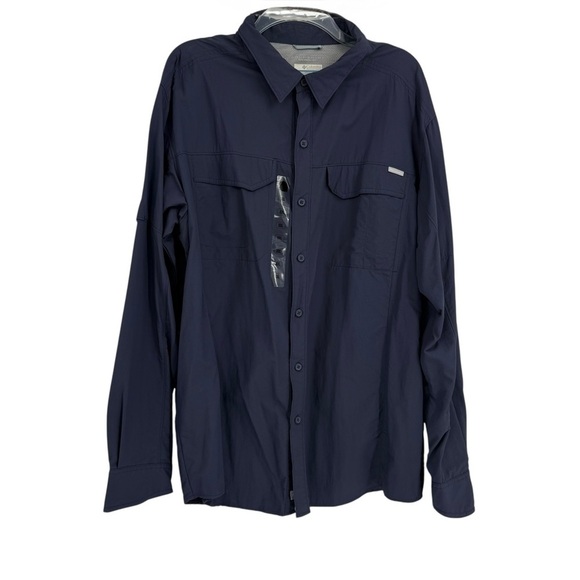 Columbia Shirt Mens XXL Blue Long Sleeve Vented Utility Silver Ridge AM7453 NEW - Picture 1 of 10